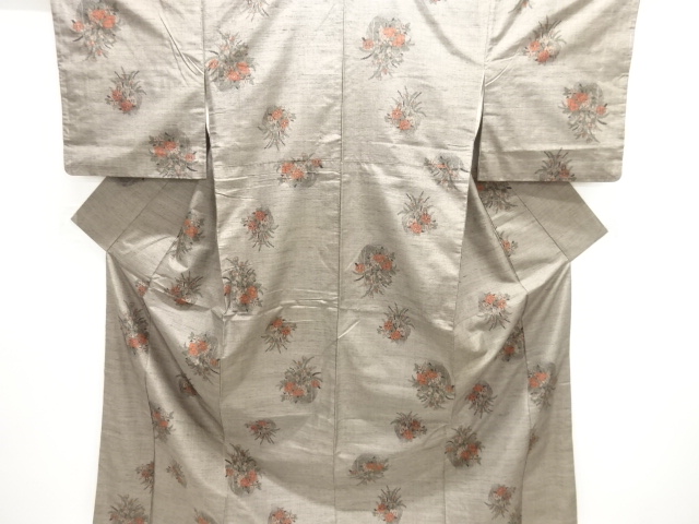 JAPANESE KIMONO / TSUMUGI / WOVEN FLOWER BASKET